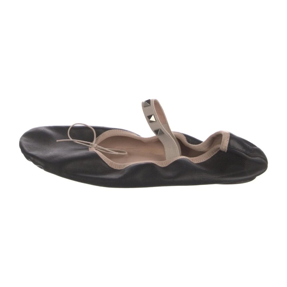 Valentino Rockstud Accents Leather Ballet Flats